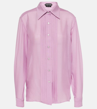 Tom Ford Silk Batiste Shirt In Pink & Purple