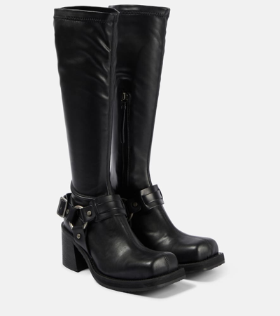 Acne Studios Leather Platform Knee-high Boots In Black