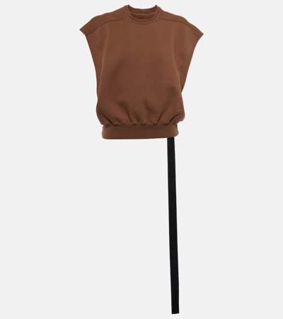 Rick Owens Oversized Cotton Jersey Top In Brown