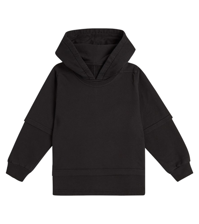 Rick Owens Kids' Hustler Cotton Jersey Hoodie In Black