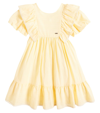 Patachou Kids' Ruffled Cotton-blend Dress In Yellow