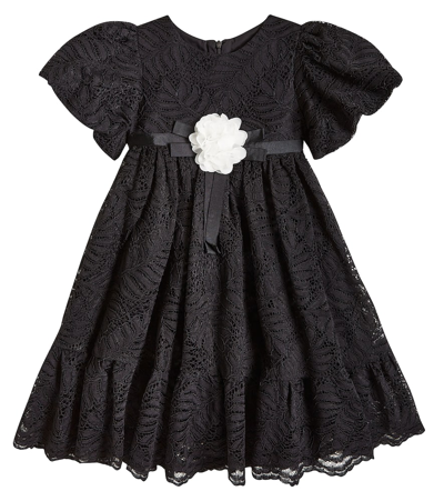 Patachou Kids' Ruffled Lace Dress In Black