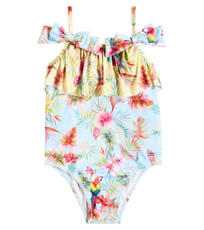 Patachou Kids' Floral Swimsuit In Blue