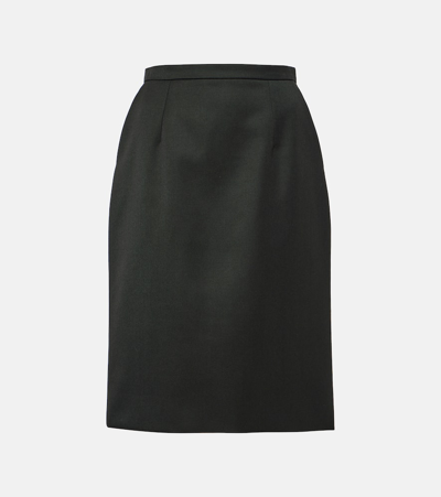 Dolce & Gabbana Mixed Wool Pencil Midi Skirt In Black