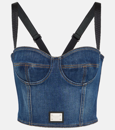 Dolce & Gabbana Denim Bustier In Blue