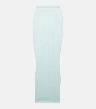 Alaïa Striped Maxi Skirt In Menthe