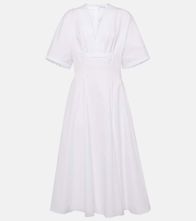 Alaïa Cotton Poplin Midi Dress In White