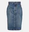 Alaïa Denim Pencil Skirt In Blue