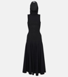 ALAÏA HOODED JERSEY MIDI DRESS