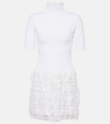 ALAÏA RUFFLED HIGH-NECK JERSEY MINIDRESS