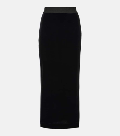 Dolce & Gabbana Velvet Pencil Skirt In Black