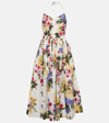 Dolce & Gabbana Gathered Floral-print Cotton-poplin Halterneck Midi Dress In Multi