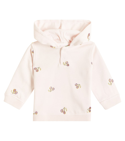 Bonpoint Baby Cody Embroidered Cotton Fleece Hoodie In Pink