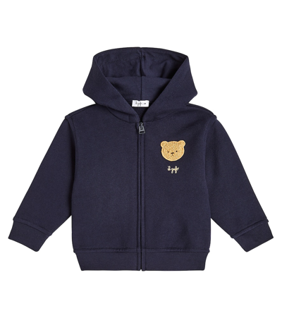 Il Gufo Baby Cotton Jersey Hoodie In Blue