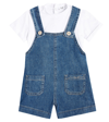 IL GUFO BABY COTTON-BLEND T-SHIRT AND OVERALLS SET