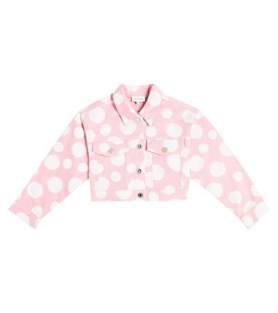 Marc Jacobs Kids' Polka-dot Denim Jacket In Pink