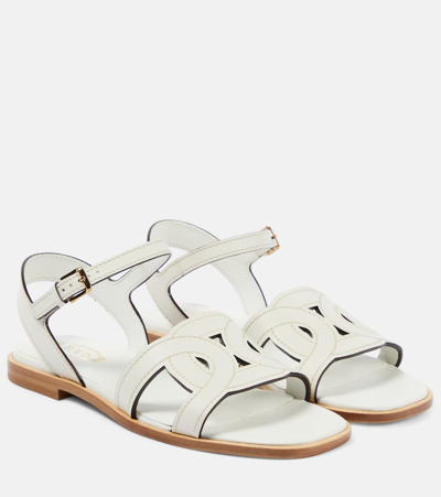 Tod's Catena Leather Sandals In White
