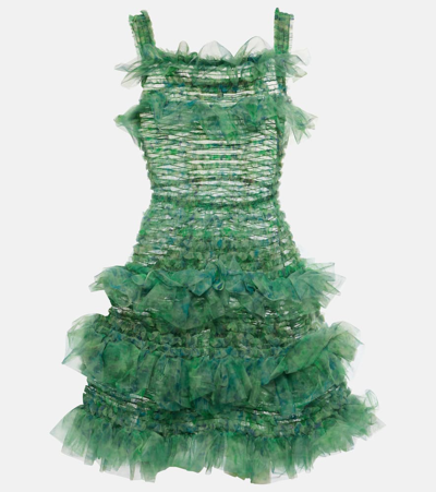 Susan Fang Ruffled Midi Dress In Green