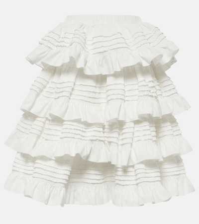 Susan Fang Ruffled Midi Skirt In White