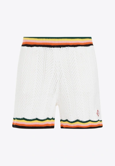 Casablanca Chevron Lace Shorts In White