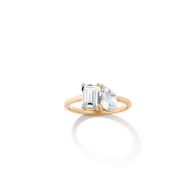 Aurate New York Ready-to-ship Toi Et Moi Gemstone Classic Ring (white Topaz / White Topaz) In Yellow