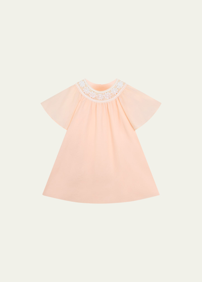 Chloé Kids' Embroidered-design Organic Cotton Dress In 45f-pale Pink