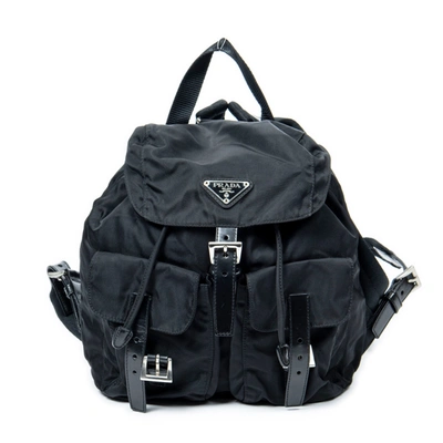 Prada Small Double Pocket Backpack In Black