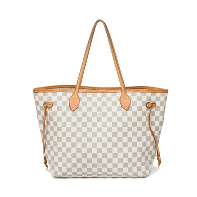 Pre-owned Louis Vuitton Neverfull Mm In White