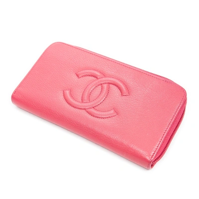 Pre-owned Chanel Cc Long Zip Around Wallet In Pink