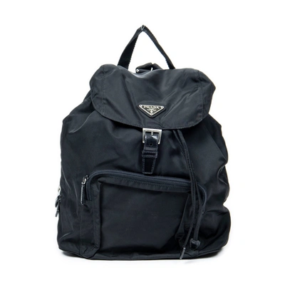 Prada Vintage Front Pocket Backpack In Black