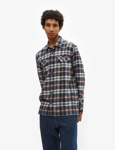 Patagonia Fjord Flannel Fields Shirt (organic) In Navy Blue