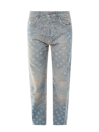 Amiri Bandana Jacquard Straight Jean Jeans In Blue