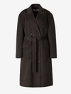 Acne Studios Belted Wool Coat In Cross Button Closure