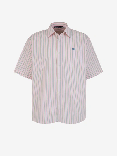 Acne Studios Striped Cotton Shirt In Rosa Pal