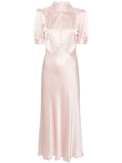 Alessandra Rich Empire-line Silk Dress In Pink