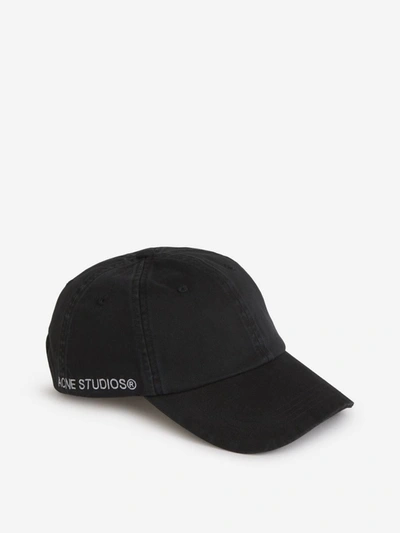 Acne Studios Logo Cotton Cap In Negre