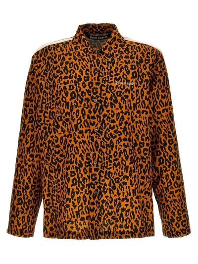 Palm Angels Cheetah Track Shirt, Blouse Multicolor In Multicolour
