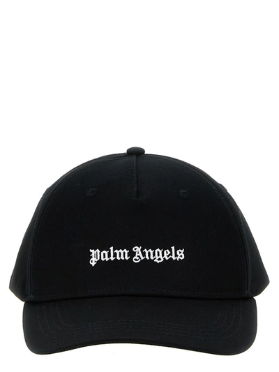 Palm Angels Logo Embroidered Baseball Cap In White/black