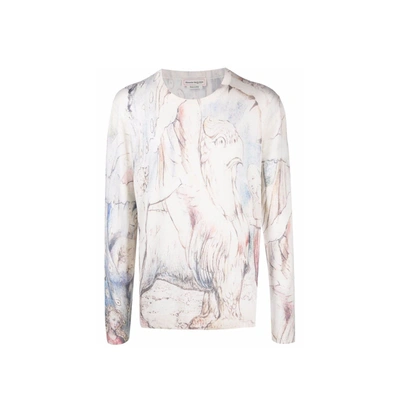 Alexander Mcqueen William Blake Dante Print Pullover In White