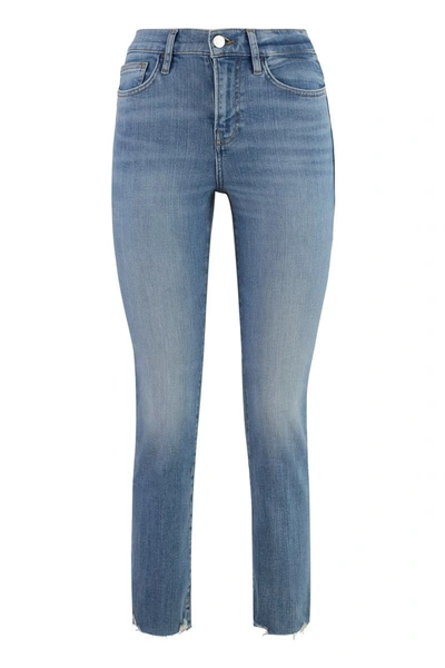 Frame Le High Straight High-rise Slim-fit Cotton-twill Jeans In Blue