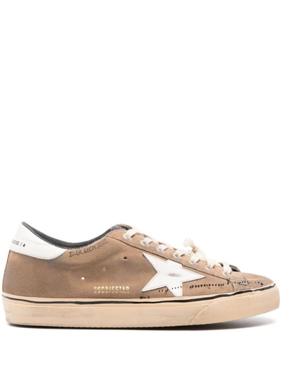 Golden Goose Super Star Suede Sneakers In Tabacco/white