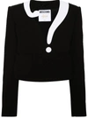 Moschino Asymmetric-neck Cropped Jacket In Black