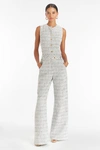 Amanda Uprichard Tori Tweed Jumpsuit In White/black In White,black