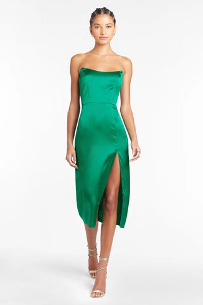 Amanda Uprichard Women's Silk Strapless Midi-dress In Dark Green