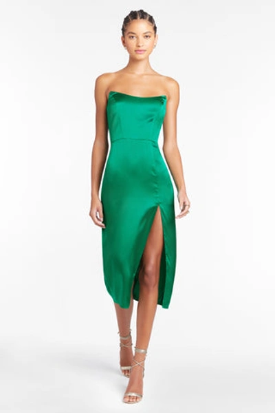 Amanda Uprichard Chamberlain Silk Dress In Dark Green