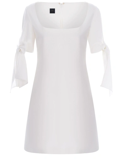 Pinko Mini Dress With Bow On The Sleeves In Blanc Nimbus