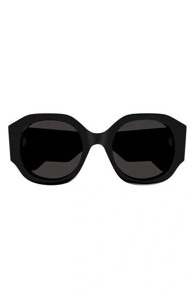 Chloé Logo Acetate Round Sunglasses In Black