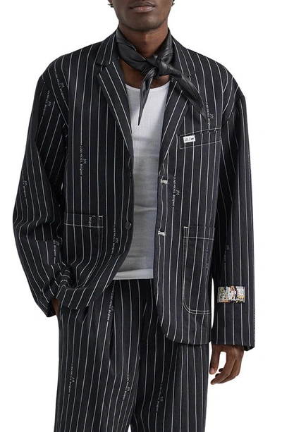Lee X Basquiat Stripe Cotton Blazer In Black