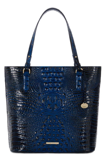 Brahmin Ezra Croc Embossed Leather Tote In Anchor