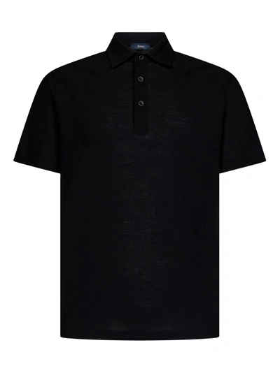 Herno Cotton Jersey Polo Shirt In Nero